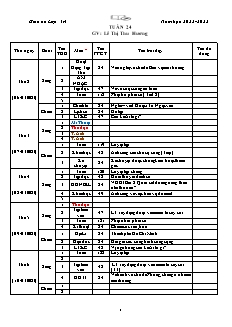 Kế hoạch bài dạy Lớp 4 - Tuần 24 - Năm học 2022-2023 - Lê Thị Thu Hương