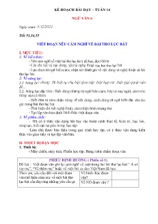 Kế hoạch bài dạy Ngữ văn 6+8 và GDCD 8+9 - Tuần 14 - Năm học 2022-2023 - Nguyễn Thị Minh Tâm