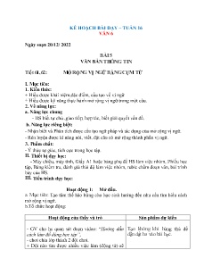 Kế hoạch bài dạy Ngữ văn 6+8 và GDCD 8+9 - Tuần 16 - Năm học 2022-2023 - Nguyễn Thị Minh Tâm