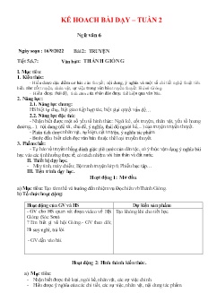 Kế hoạch bài dạy Ngữ văn 6+8 và GDCD 8+9 - Tuần 2 - Năm học 2022-2023 - Nguyễn Thị Minh Tâm