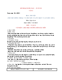 Kế hoạch bài dạy Ngữ văn 6+8 và GDCD 8+9 - Tuần 20 - Năm học 2022-2023 - Nguyễn Thị Minh Tâm