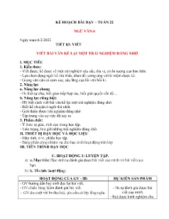 Kế hoạch bài dạy Ngữ văn 6+8 và GDCD 8+9 - Tuần 22 - Năm học 2022-2023 - Nguyễn Thị Minh Tâm