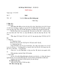 Kế hoạch bài dạy Ngữ văn 6+8 và GDCD 8+9 - Tuần 23 - Năm học 2022-2023 - Nguyễn Thị Minh Tâm