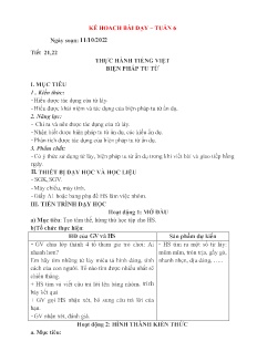 Kế hoạch bài dạy Ngữ văn 6+8 và GDCD 8+9 - Tuần 6 - Năm học 2022-2023 - Nguyễn Thị Minh Tâm