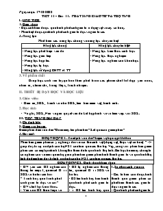 Kế hoạch bài dạy Sinh học 9 - Tuần 6, Bài 11+12 - Năm học 2022-2023 - Nguyễn Anh Tuấn