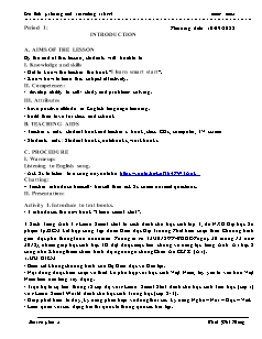 Kế hoạch bài dạy Tiếng Anh 3 - Tuần 1 - Năm học 2022-2023 - Thái Phi Hùng (i-Learn Smart Start)