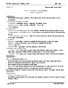 Kế hoạch bài dạy Tiếng Anh 3 - Tuần 20, Bài 5: Sports an hobbies - Năm học 2022-2023 - Thái Phi Hùng (i-Learn Smart Start)