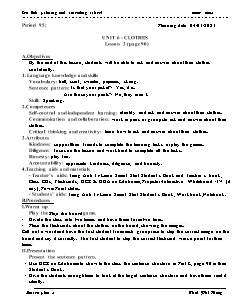 Kế hoạch bài dạy Tiếng Anh 3 - Tuần 26, Bài 6: Clothes - Năm học 2022-2023 - Thái Phi Hùng (i-Learn Smart Start)