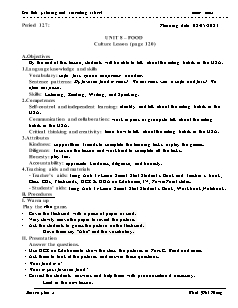 Kế hoạch bài dạy Tiếng Anh 3 - Tuần 34, Bài 8: Food - Năm học 2022-2023 - Thái Phi Hùng (i-Learn Smart Start)