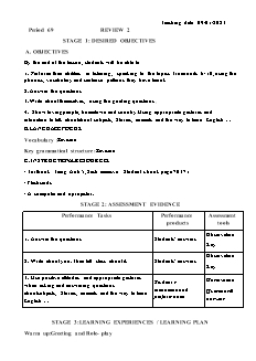 Kế hoạch bài dạy Tiếng Anh 5 - Tuần 18, Tiết 69-72 - Năm học 2022-2023 - Lê Thị Dùng