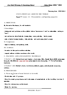 Kế hoạch bài dạy Tiếng Anh 7 - Tuần 28, Bài 8: Festivals around the world - Năm học 2022-2023 - Trần Thị Thanh Huyền (i-Learn Smart World)