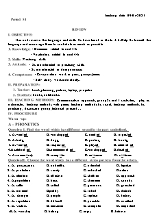 Kế hoạch bài dạy Tiếng Anh 8 - Tiết 51-54 - Năm học 2022-2023