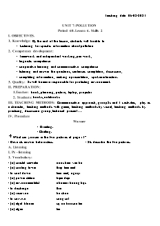 Kế hoạch bài dạy Tiếng Anh 8 - Tuần 21, Tiết 60-62 - Năm học 2022-2023 - Lê Thị Dùng