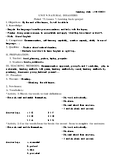 Kế hoạch bài dạy Tiếng Anh 8 - Tuần 26, Tiết 75-77 - Năm học 2022-2023 - Lê Thị Dùng