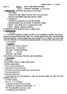 Kế hoạch bài dạy Tiếng Anh 8 - Tuần 4, Tiết 9-11, Bài 2: Life in the countryside - Năm học 2022-2023 - Lê Thị Dùng