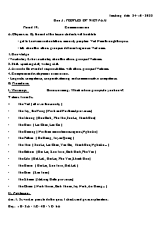 Kế hoạch bài dạy Tiếng Anh 8 - Tuần 7, Tiết 19-21, Bài 3: Peoples of Vietnam - Năm học 2022-2023 - Lê Thị Dùng