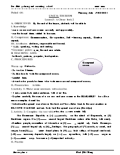 Kế hoạch bài dạy Tiếng Anh 9 - Tuần 24, Bài 8: Tourism - Năm học 2022-2023 - Thái Phi Hùng (Global Success)