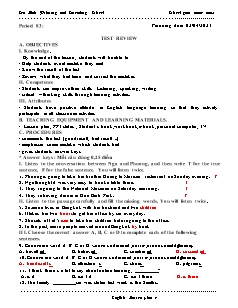 Kế hoạch bài dạy Tiếng Anh 9 - Tuần 30, Test review + Bài 10 - Năm học 2022-2023 - Trần Thị Thanh Huyền