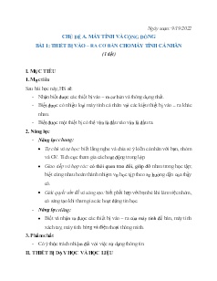 Kế hoạch bài dạy Tin học 7 - Chủ đề A, Bài 1: Thiết bị Vào - Ra cơ bản cho máy tính cá nhân - Năm học 2022-2023 - Nguyễn Viết Hùng