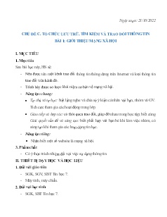 Kế hoạch bài dạy Tin học 7 - Chủ đề C, Bài 1: Giới thiệu mạng xã hội - Năm học 2022-2023 - Nguyễn Viết Hùng