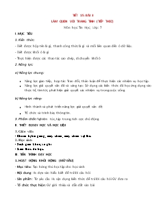 Kế hoạch bài dạy Tin học 7 - Tiết 15, Bài 3: Làm quen với trang tính (Tiếp theo) - Năm học 2022-2023 - Nguyễn Viết Hùng