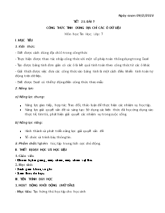 Kế hoạch bài dạy Tin học 7 - Tiết 21+22, Bài 7+9 - Năm học 2022-2023 - Nguyễn Viết Hùng