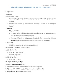 Kế hoạch bài dạy Tin học 7 - Tiết 6, Bài 6: Thực hành thao tác với tệp và thư mục - Năm học 2022-2023 - Nguyễn Viết Hùng