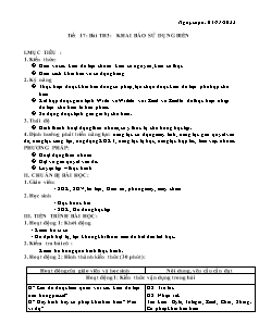Kế hoạch bài dạy Tin học 8 - Tiết 17+18, Bài thực hành 3: Khai báo sử dụng biến - Năm học 2022-2023 - Nguyễn Viết Hùng