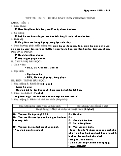 Kế hoạch bài dạy Tin học 8 - Tiết 28, Bài 5: Từ bài toán đến chương trình - Năm học 2022-2023 - Nguyễn Viết Hùng