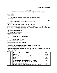 Kế hoạch bài dạy Tin học 8 - Tiết 41, Bài thực hành 4: Sử dụng lệnh điều kiện If...Then - Năm học 2022-2023 - Nguyễn Viết Hùng