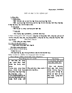 Kế hoạch bài dạy Tin học 8 - Tiết 43, Bài 7: Câu lệnh lặp - Năm học 2022-2023 - Nguyễn Viết Hùng