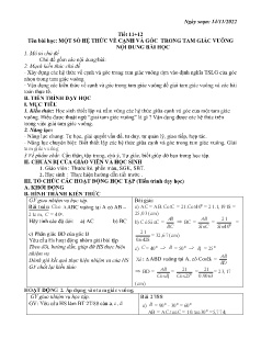 Kế hoạch bài dạy Toán 9 - Tiết 11+12, Bài: Một số hệ thức về cạnh và góc trong tam giác vuông - Năm học 2022-2023 - Nguyễn Viết Hùng