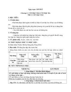 Kế hoạch bài dạy Toán 9 - Tiết 1+2, Chương I: Căn bậc hai. Căn bậc ba - Năm học 2022-2023 - Nguyễn Viết Hùng
