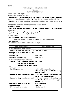 Kế hoạch bài dạy Toán + Tiếng Việt Lớp 5 - Tuần 26 - Năm học 2021-2022