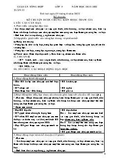 Kế hoạch bài dạy Toán + Tiếng Việt Lớp 5 - Tuần 31 - Năm học 2021-2022