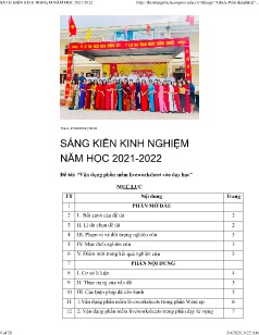 Sáng kiến kinh nghiệm Vận dụng phần mềm liveworksheet vào dạy học