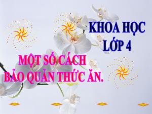 Bài giảng Khoa học 4 - Bài: Một số cách bảo quản thức ăn