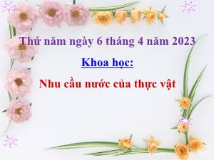 Bài giảng Khoa học 4 - Bài: Nhu cầu nước của thực vật - Năm học 2022-2023