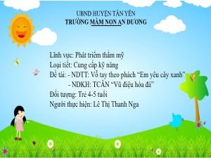 Bài giảng Mầm non Lớp Chồi - Đề tài: Vỗ tay theo phách Em yêu cây xanh. Trò chơi âm nhạc Vũ điệu hóa đá - Lê Thị Thanh Nga