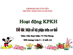 Bài giảng Mầm non Lớp Lá - Đề tài: Một số bộ phận trên cơ thể - Vi Thị Hưng