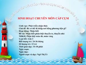Bài giảng Mầm non Lớp Nhà trẻ - Chủ đề: Bé có thể đi khắp nơi bằng phương tiện gì? - Đề tài: Nhận biết phân biệt thuyền to, thuyền nhỏ - Ngô Thị Út