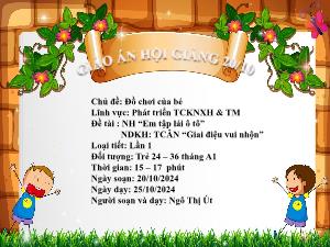 Bài giảng Mầm non Lớp Nhà trẻ - Chủ đề: Đồ chơi của bé - Đề tài: Nghe nhạc Em tập lái ô tô. Trò chơi âm nhạc Giai điệu vui nhộn - Năm học 2024-2025 - Ngô Thị Út