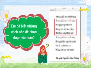 Bài giảng Tin học 5 - Chương 5: Ứng dụng tin học - Bài 10: Chọn và xóa khối văn bản