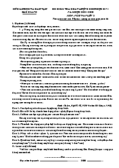Đề kiểm tra chất lượng cuối học kì I Ngữ văn 8 - Năm học 2021-2022 - Sở GD&ĐT Bắc Giang (Có đáp án)