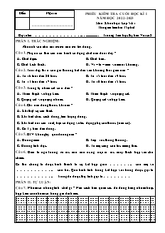 Đề kiểm tra cuối học kì I Khoa học 5 - Năm học 2022-2023 - Trường Tiểu học Thị trấn Vôi số 2 (Có đáp án + Ma trận)