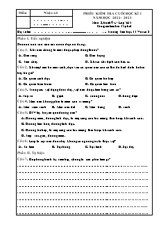 Đề kiểm tra cuối học kì I Khoa học Khối 5 - Năm học 2022-2023 - Trường Tiểu học Thị trấn Vôi số 2 (Có đáp án + Ma trận)