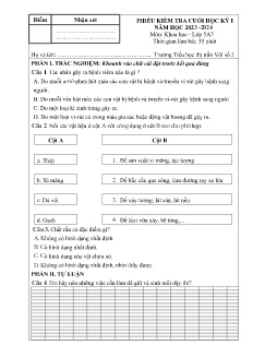 Đề kiểm tra cuối học kì I Khoa học Khối 5 - Năm học 2023-2024 - Trường Tiểu học Thị trấn Vôi số 2