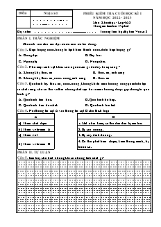 Đề kiểm tra cuối học kì I Khoa học Lớp 4 - Năm học 2022-2023 - Trường Tiểu học Thị trấn Vôi số 2 (Có đáp án + Ma trận)