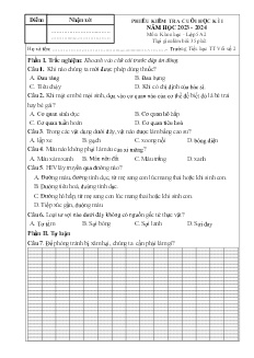 Đề kiểm tra cuối học kì I Khoa học Lớp 5 - Năm học 2023-2024 - Trường Tiểu học Thị trấn Vôi số 2