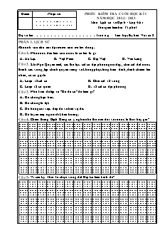 Đề kiểm tra cuối học kì I Lịch sử và Địa lí 4 - Năm học 2022-2023 - Trường Tiểu học Thị trấn Vôi số 2 (Có đáp án + Ma trận)